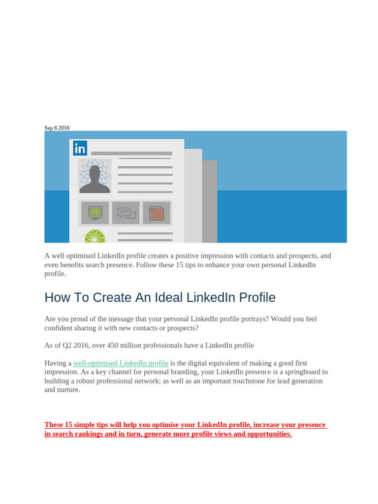 15 Steps To Optimise LinkedIn | PDF | Linked In | Résumé