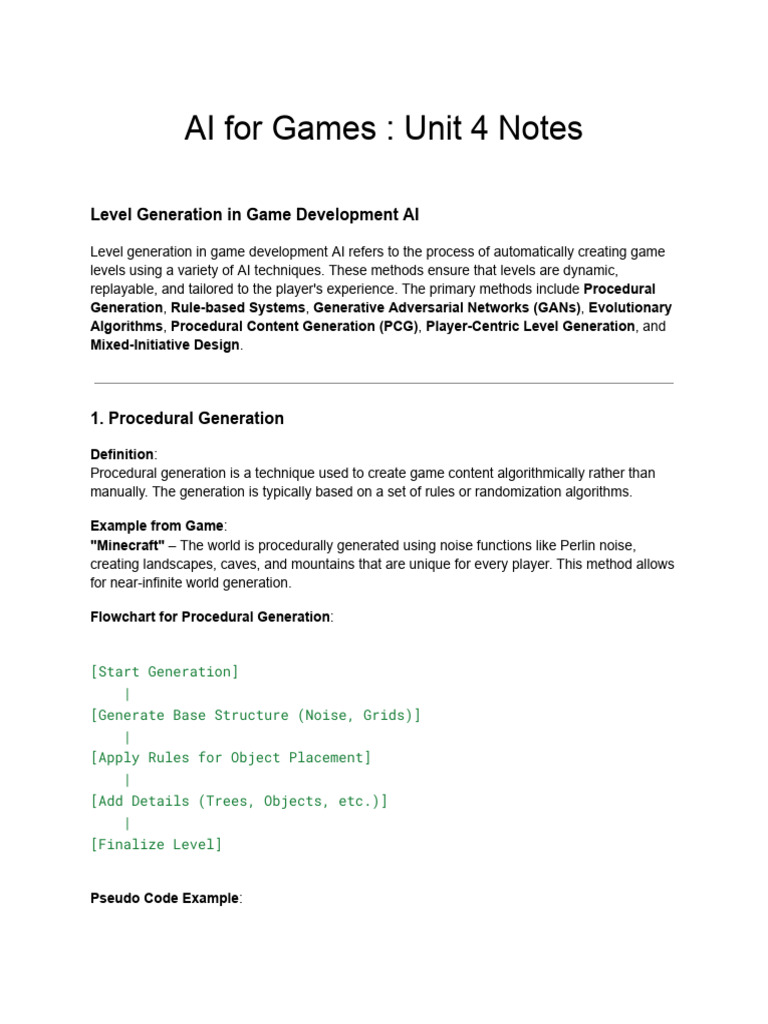 AI For Games - Unit 4 Notes | PDF | Computational Neuroscience ...