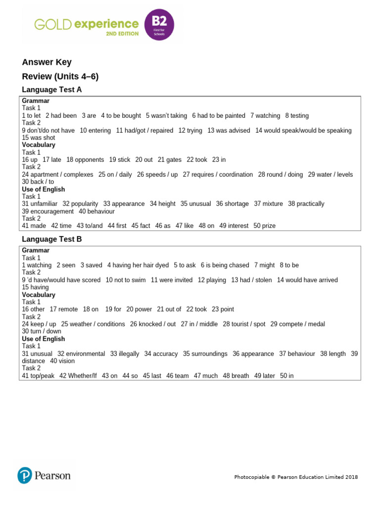 Language Test Review Answer Key | PDF | Vocabulary | Information