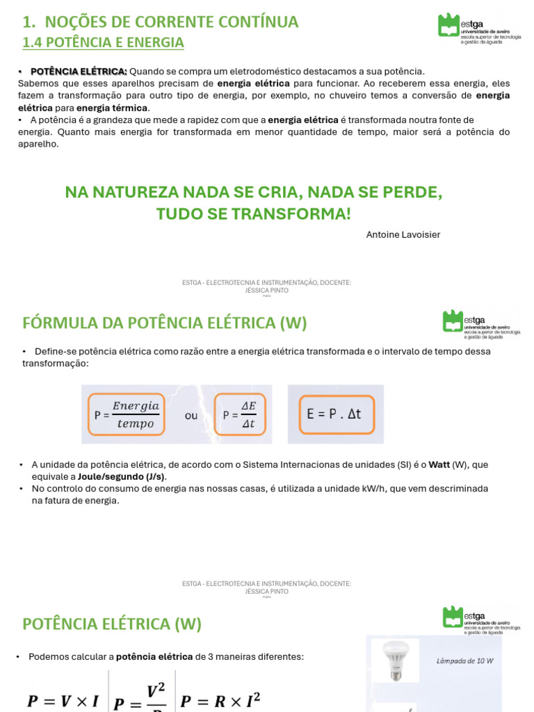 Aula 2 - Potência, Energia e Lei de Joule | PDF | Potência (Física ...