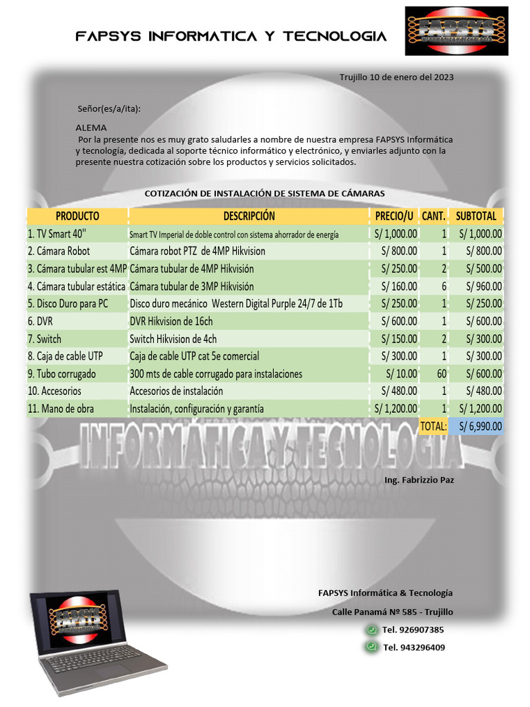 Cotizacion Alema 2 | PDF | Informática | Hardware de la computadora