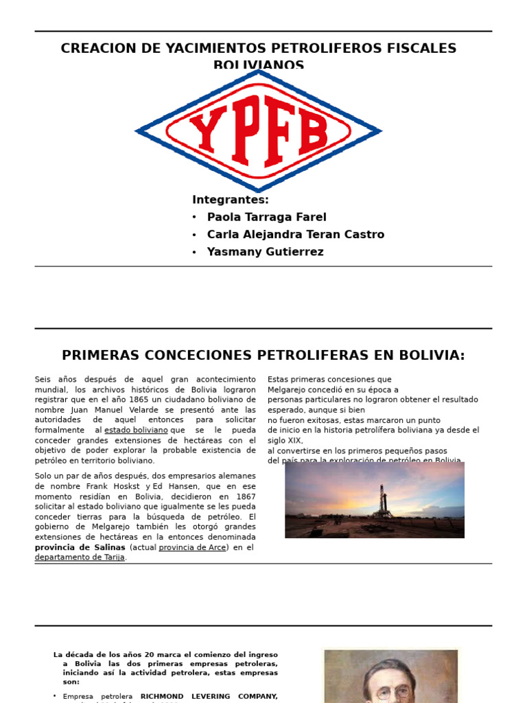 Historia de YPFB y el Petróleo en Bolivia | PDF | Bolivia