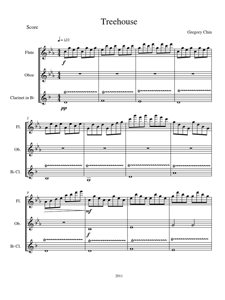 Treehouse Score for Flute and Oboe | PDF | Science & Mathematics