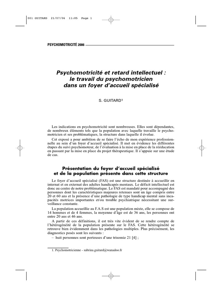 Psychomotricité et retard intellectuel | PDF | Maladies et troubles ...