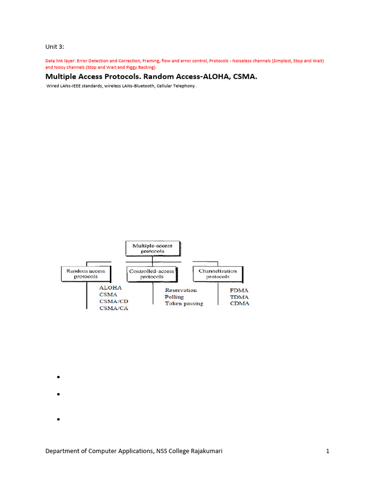 Data Link Layer & ALOHA Protocols | PDF | Channel Access Method ...