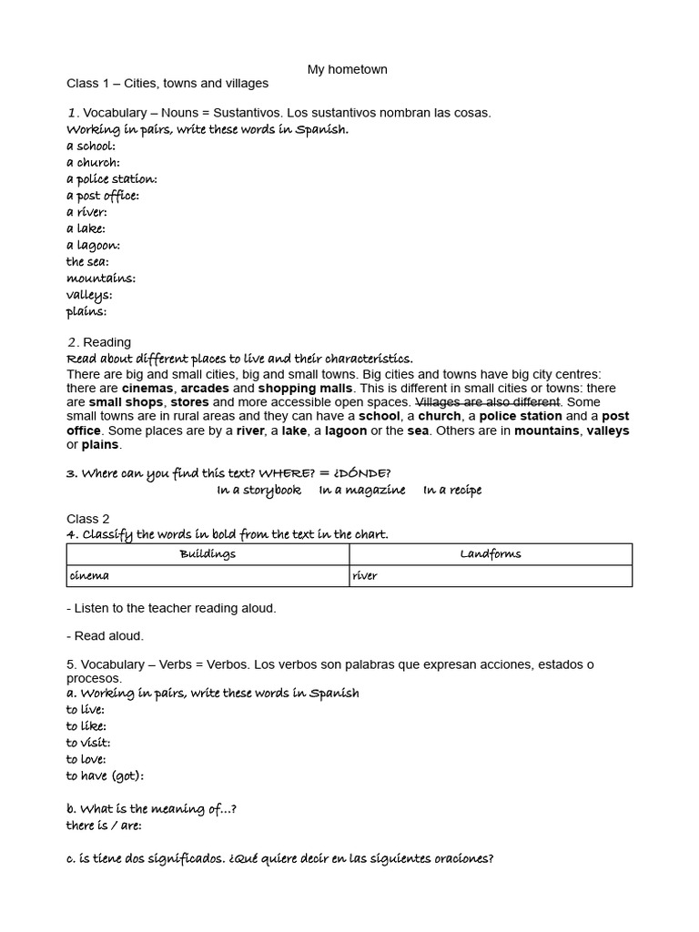 Project Cities Towns And Villages Pdf Syntax Grammar