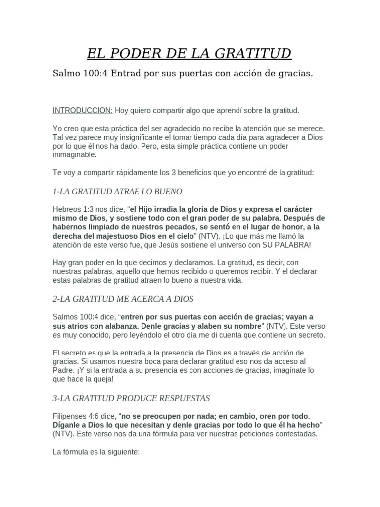 Beneficios Espirituales de la Gratitud | PDF | Gratitud