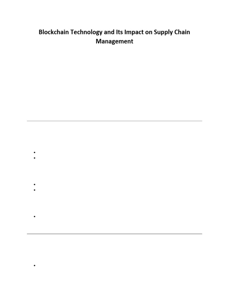 Blockchain Technology and Its Impact On Supply Chain Management | PDF ...