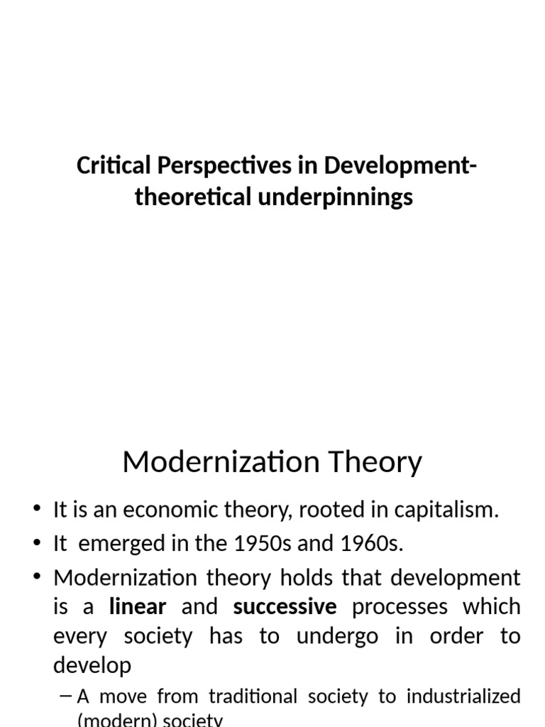 Modernization Theory Overview and Critique | PDF | Society ...