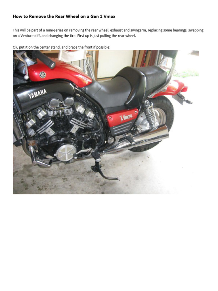 Remove Rear Wheel on Gen 1 Vmax | PDF | Home & Garden