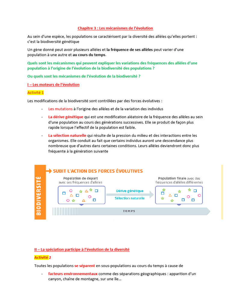 Mécanismes des forces évolutives | PDF | Évolution | Sélection naturelle