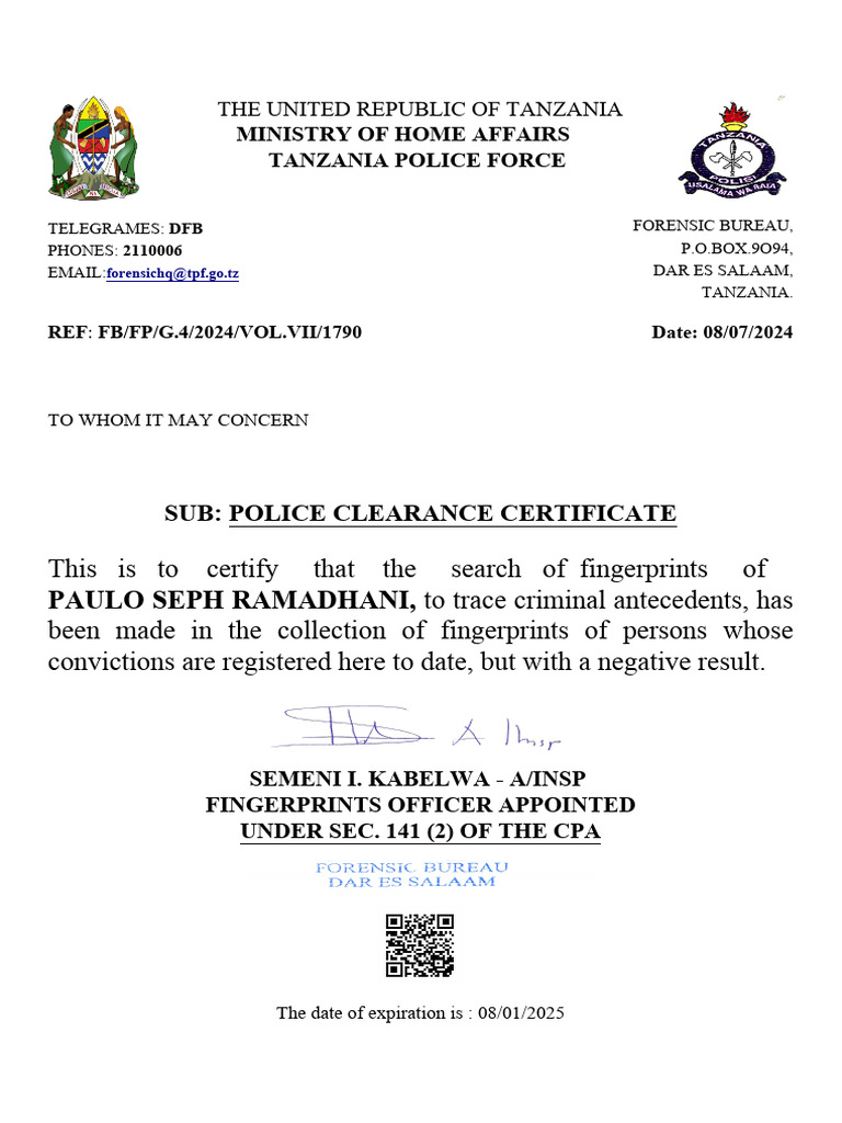 Paul - Police Form | PDF