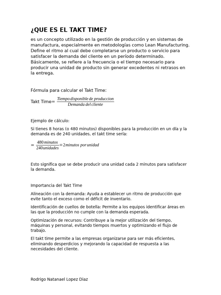 Takt Time: Clave en Producción Eficiente | PDF | Lean Manufacturing ...