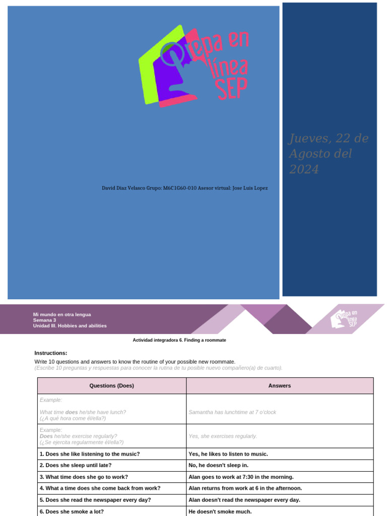 Finding a Roommate: Daily Routines | PDF | Foreign Language Studies ...