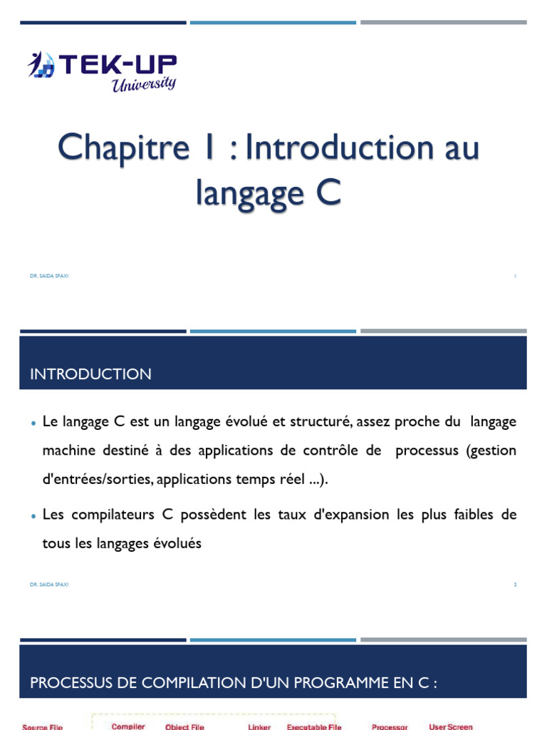 Introduction au langage C | PDF | Compilateur | Variable (informatique)