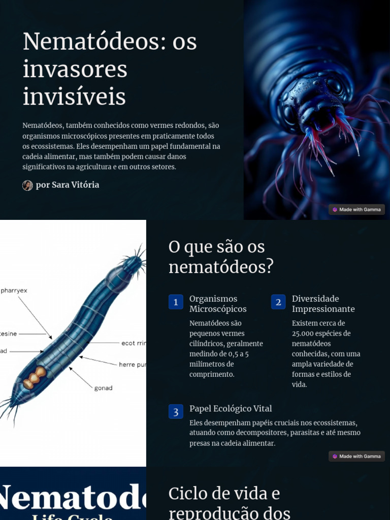 Nematódeos: Impactos e Importância | PDF | Nematoda | Biologia