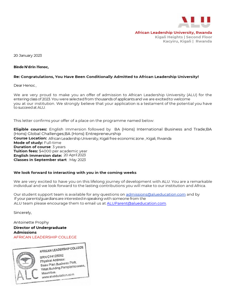 Letter of Acceptance 2 | PDF