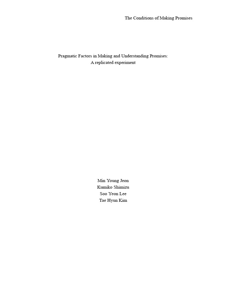 Understanding Promise-Making Conditions | PDF | Experiment ...