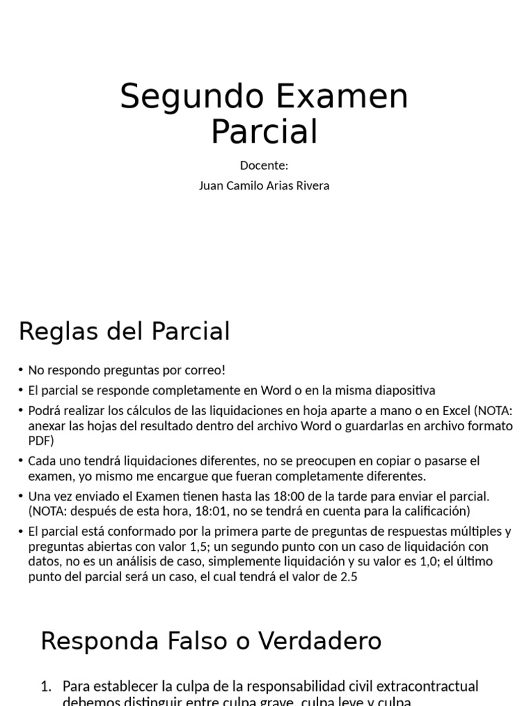 Reglas y Estructura del Segundo Parcial | PDF | Finanzas y dinero | Derecho