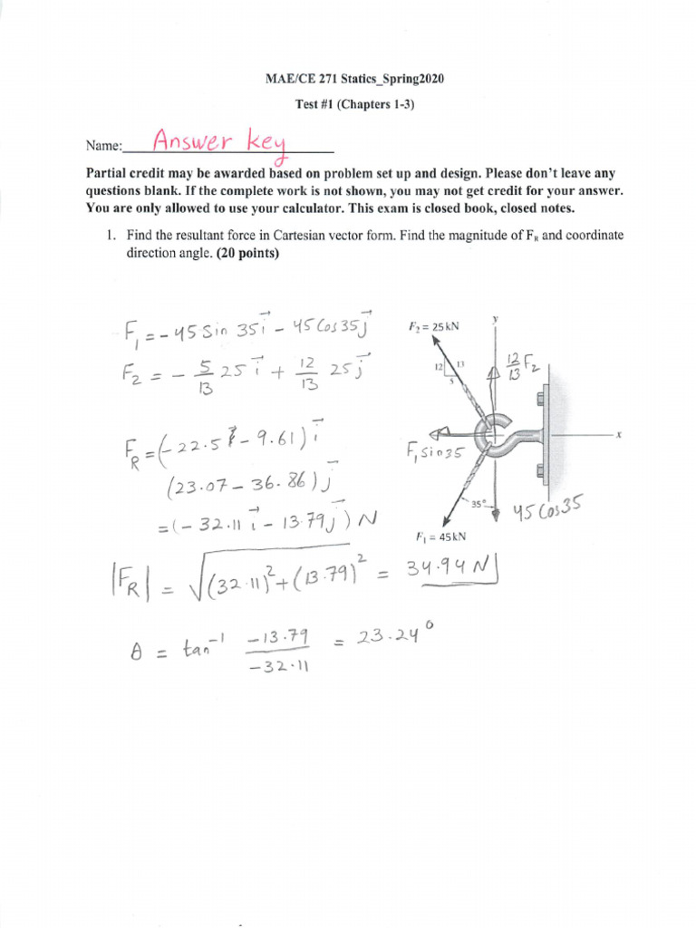 Answer Key Exam 1 Pdf