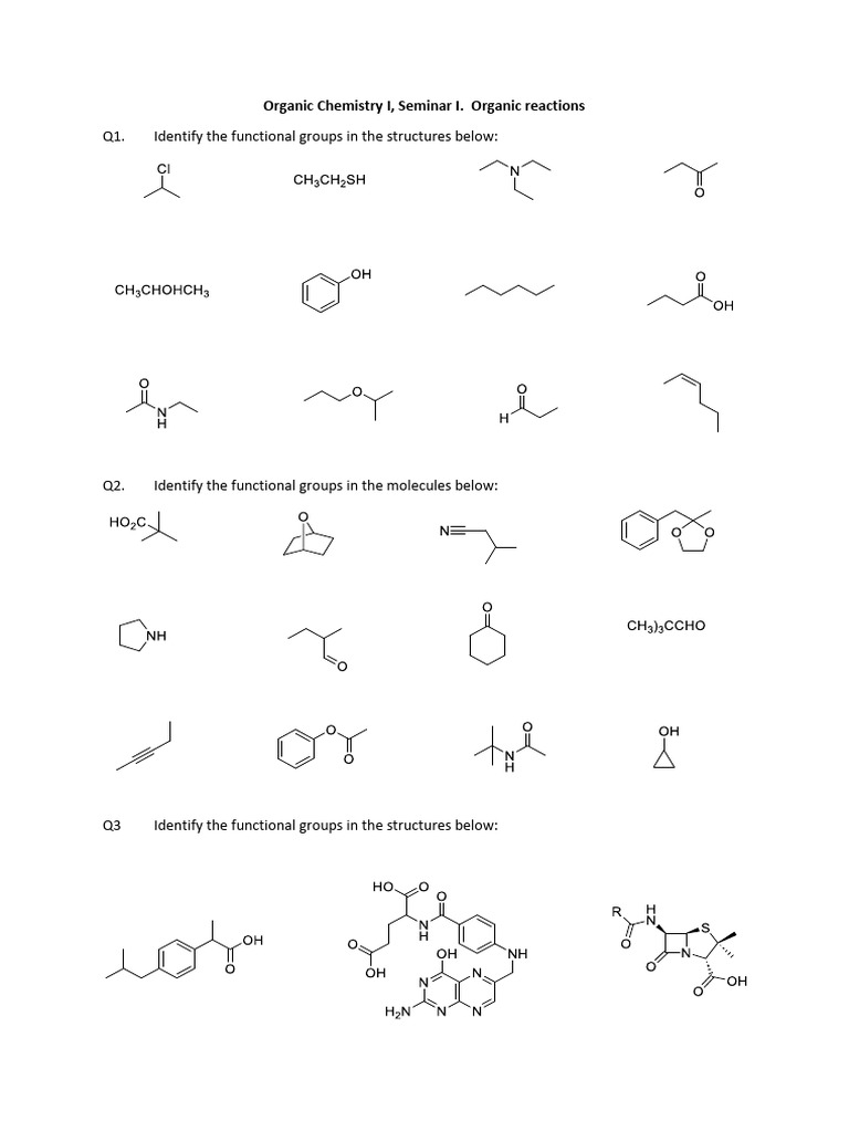 Organic Chemistry I: Functional Groups & Naming | PDF | Science ...