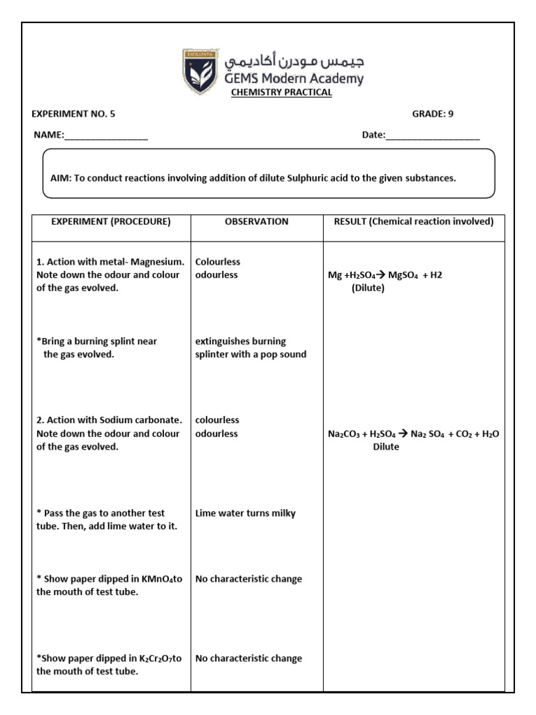 Class 9 Chemistry Practical Guide | PDF