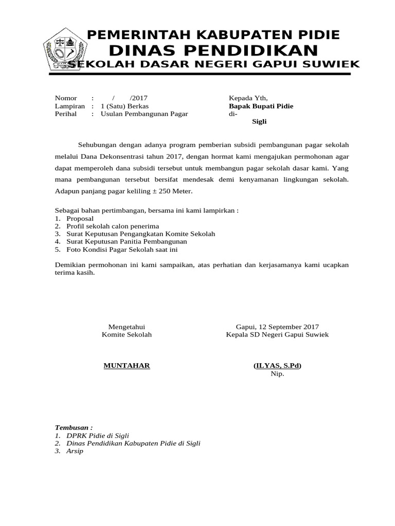 Proposal Pembangunan Pagar Sekolah SD Gapui | PDF | Seni