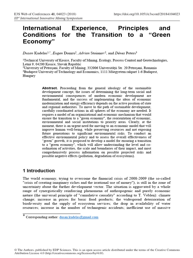 Transitioning to a Green Economy | PDF | Sustainability | Economic Growth