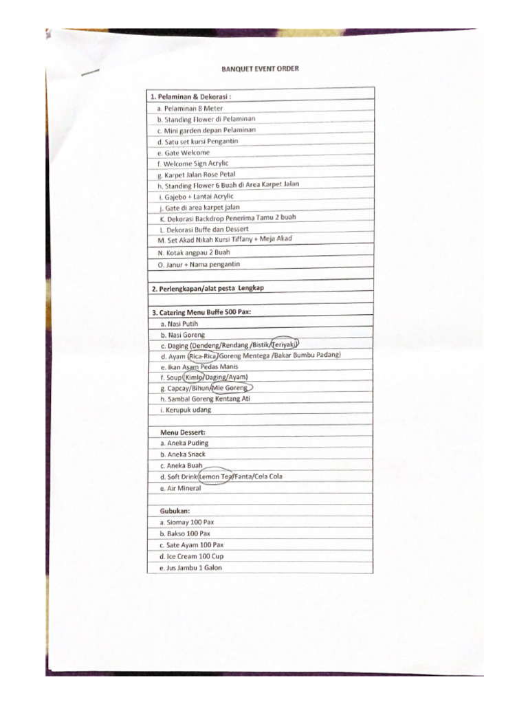 Banquet Event Order | PDF