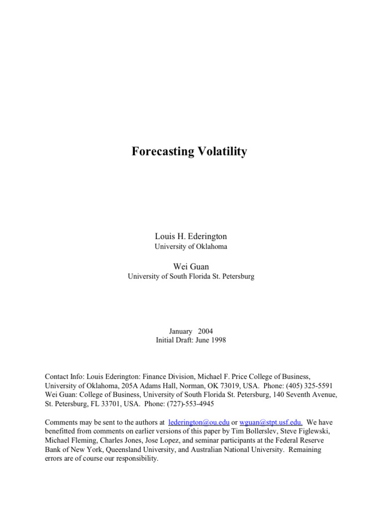 Volatility Forecasting Models Analysis | PDF | Variance | Forecasting