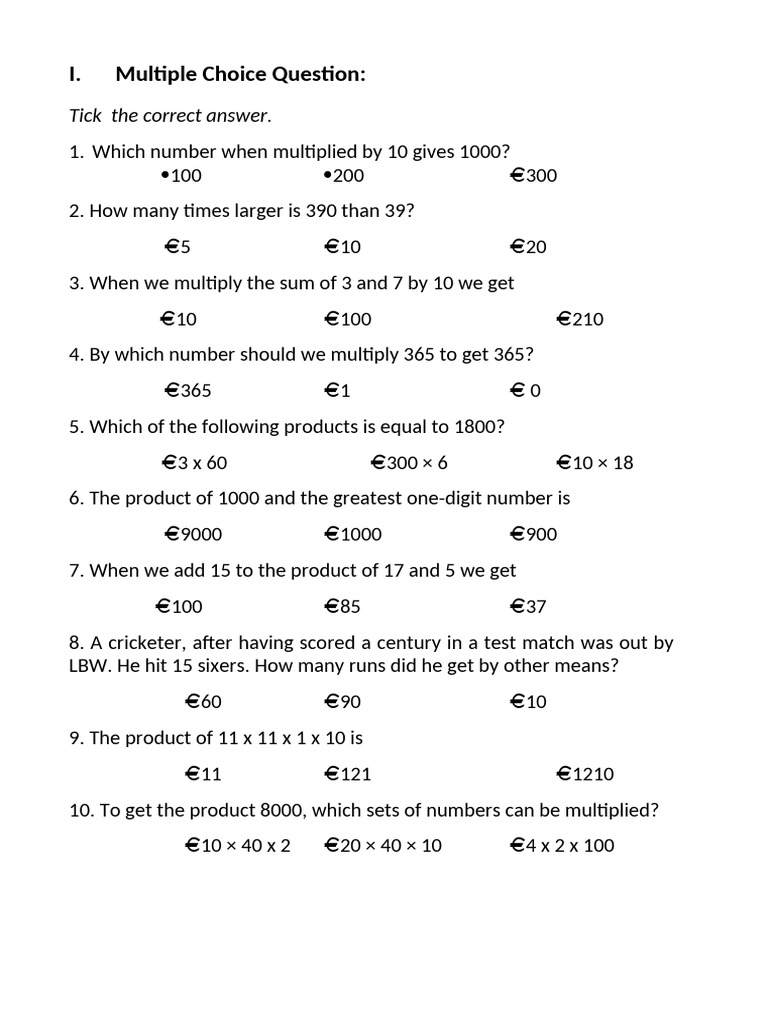 Class 3 Maths Test 5 Pdf
