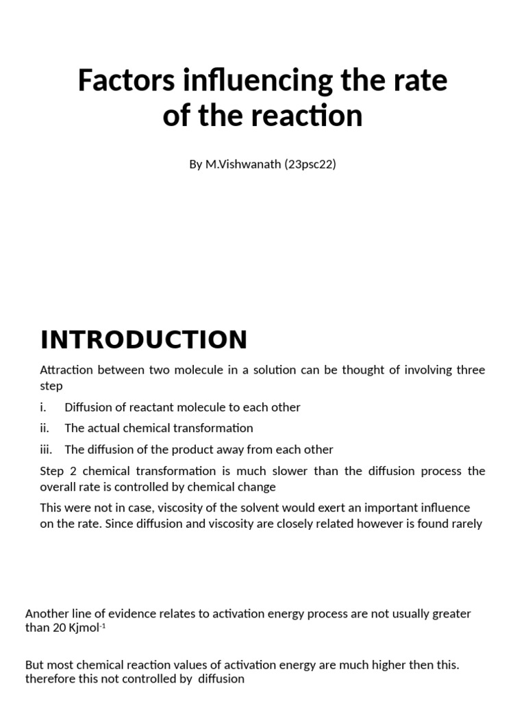 Factors Affecting Reaction Rates | PDF | Reaction Rate | Chemical Reactions