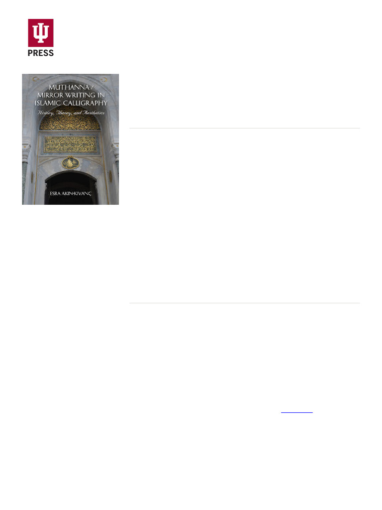 Muthanna / Mirror Writing in Islamic Calligraphy: Indiana University ...