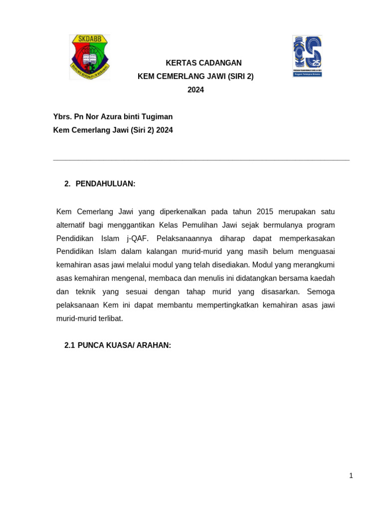 Kertas Cadangan KCJ Siri 2 | PDF