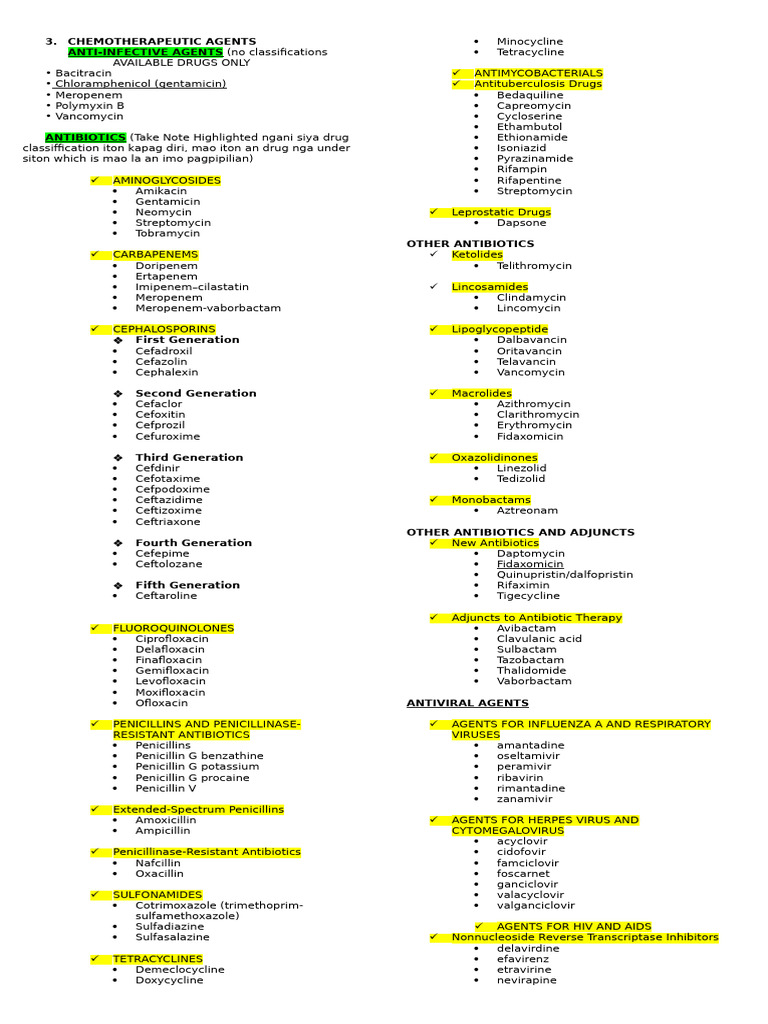 Pharmacology List Revised | PDF | Vaccines | Nonsteroidal Anti ...