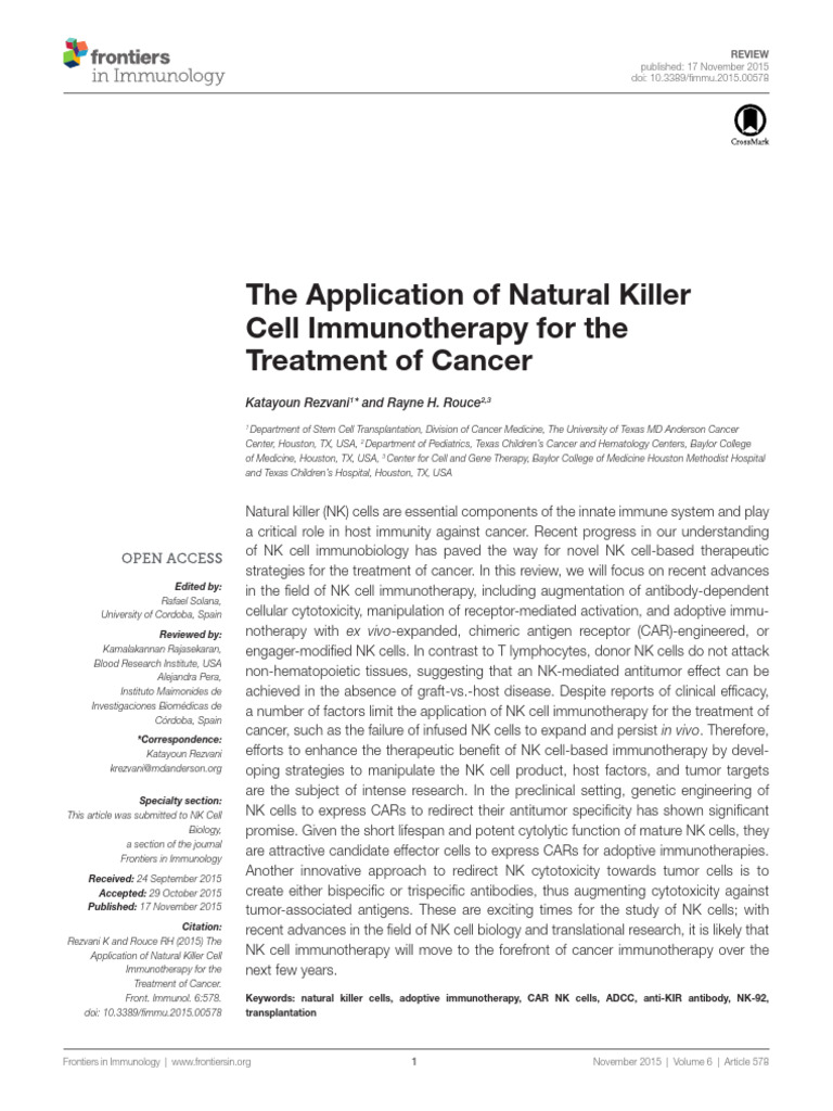fimmu-06-00578 | PDF | Natural Killer Cell | Immunotherapy