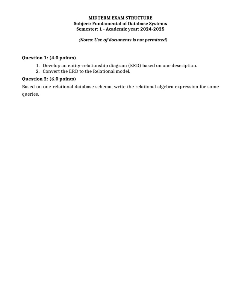 Database Systems Midterm Exam Guide | PDF | Art | Technology & Engineering