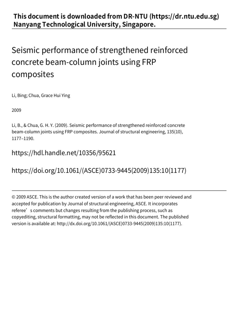 Seismic Performance of Strengthened Reinforced Concrete Beam | PDF ...