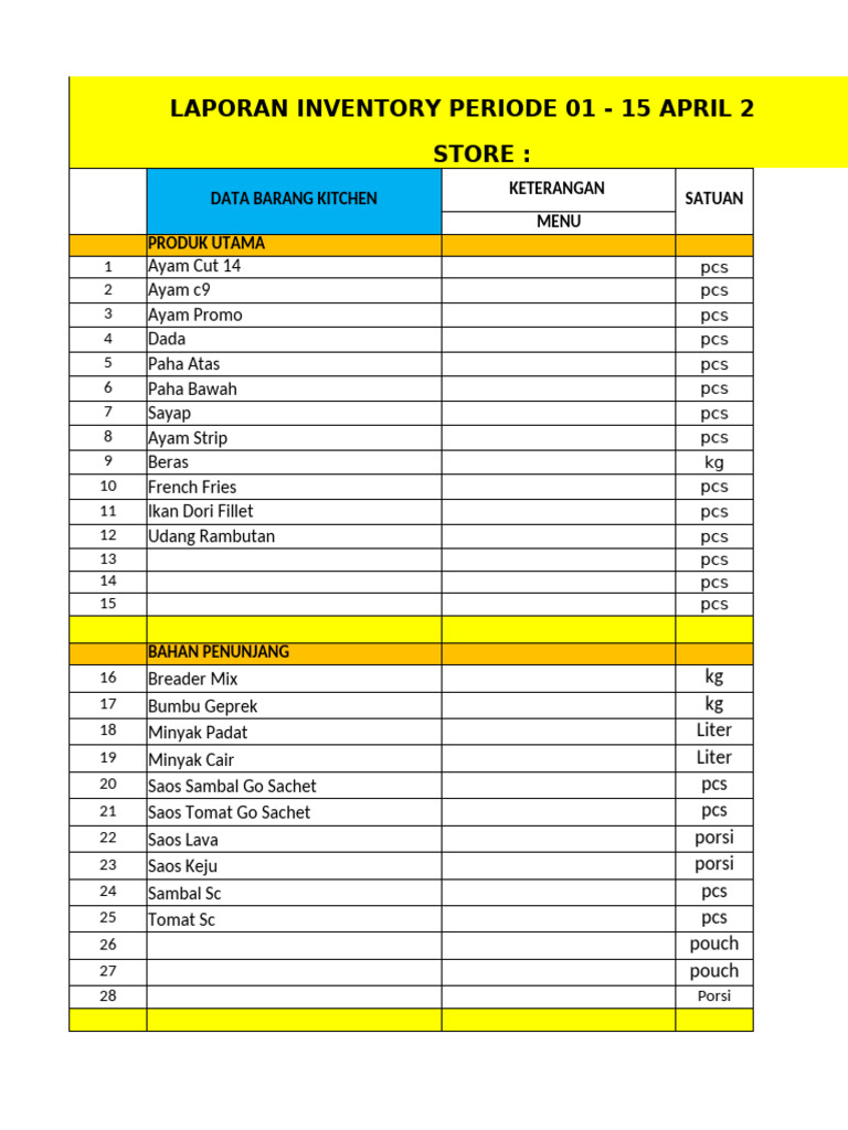 Laporan Inventory Kitchen April 2023 | PDF