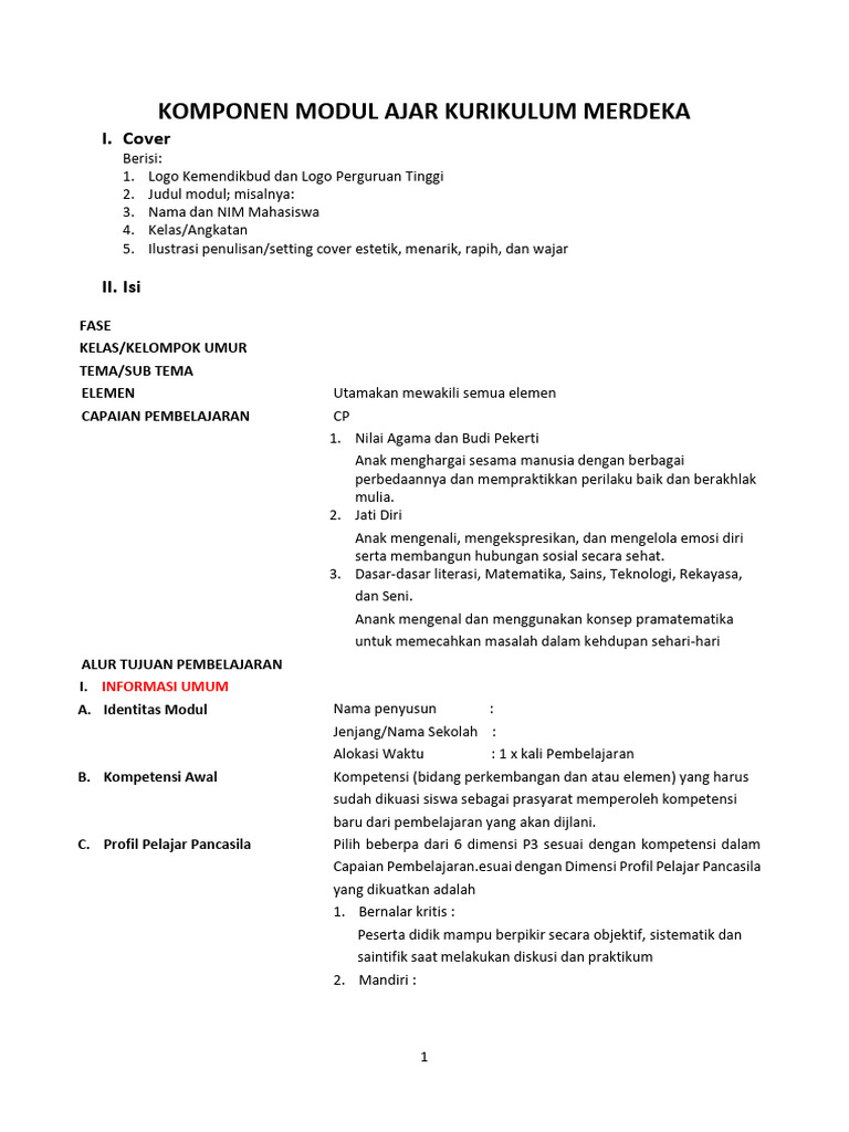 Format Modul Ajar-KM | PDF