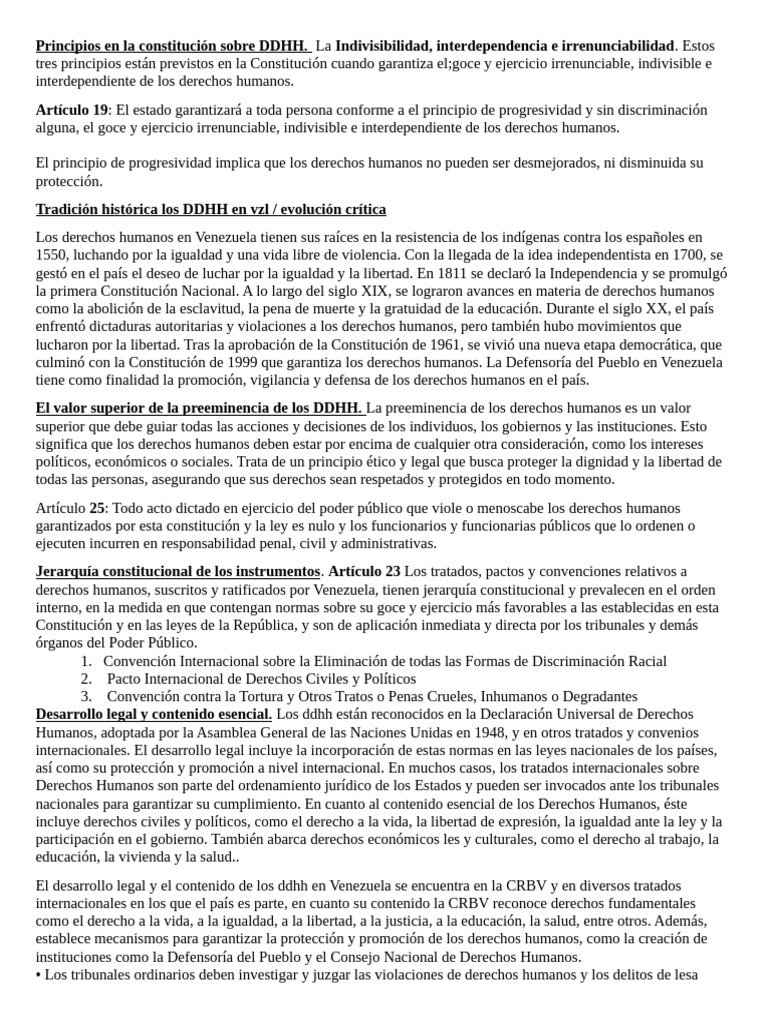 Principios y evolución de los DDHH en Venezuela | PDF | Derechos ...