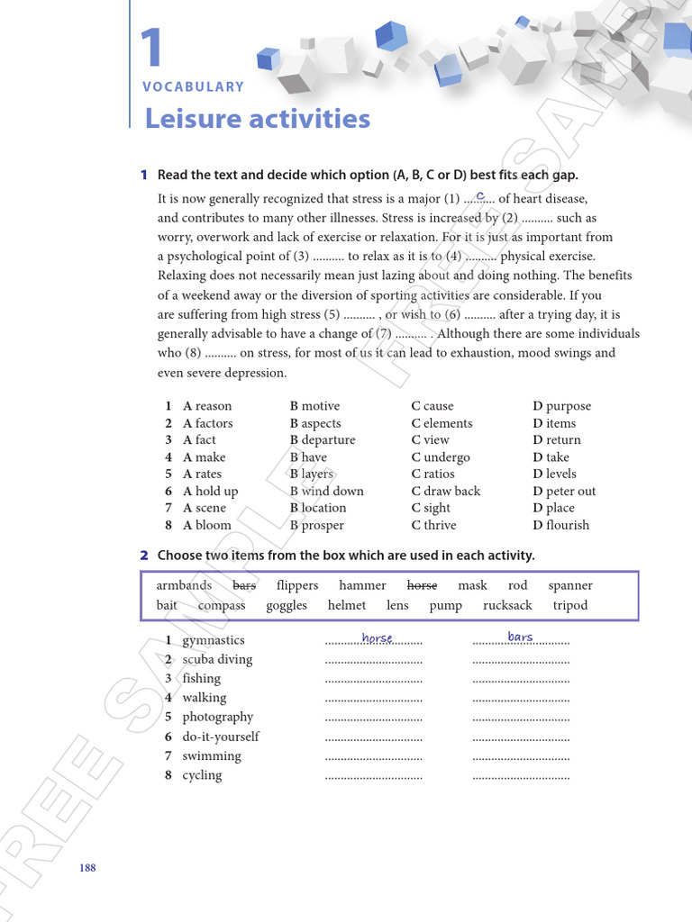 Stress and Leisure Activities Vocabulary | PDF | Sports | Traffic