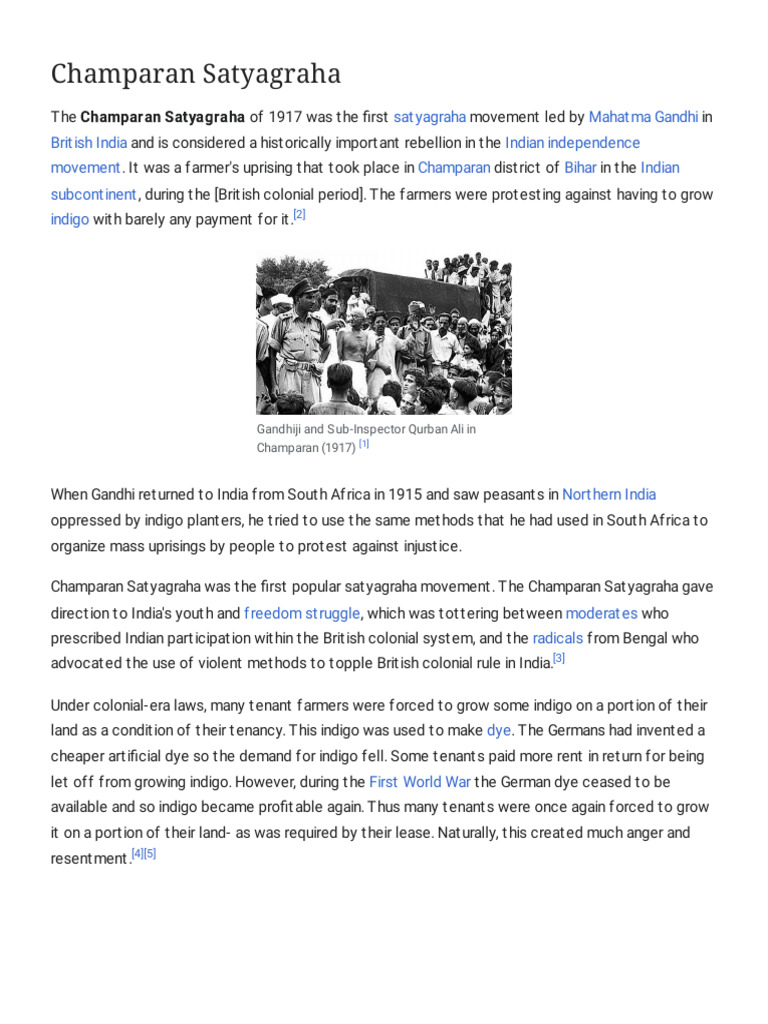 Champaran Satyagraha Insights | PDF | Nonviolence | Resistance To The ...