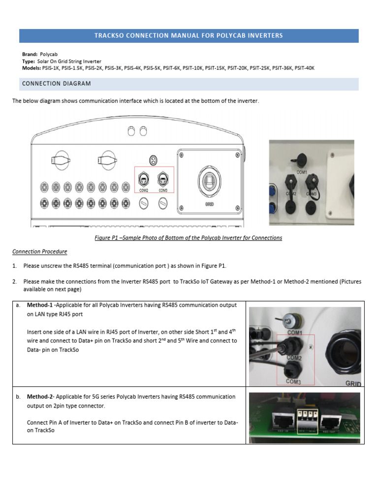 Polycab Inverter TrackSo Connection Guide | PDF | Manufactured Goods ...