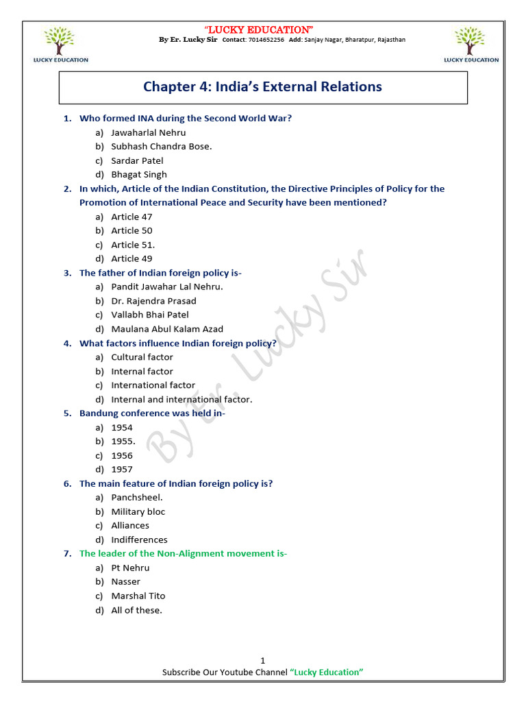 India's External Relations PDF | PDF | Jawaharlal Nehru | Non Aligned ...