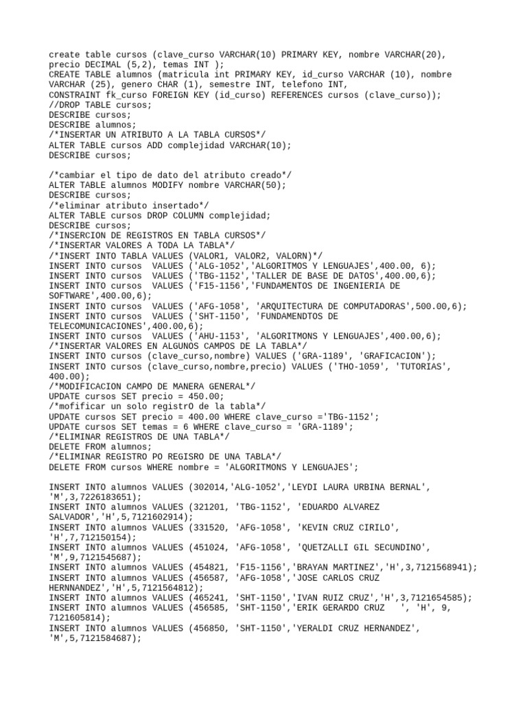 Tablas PDF Datos Bases de datos