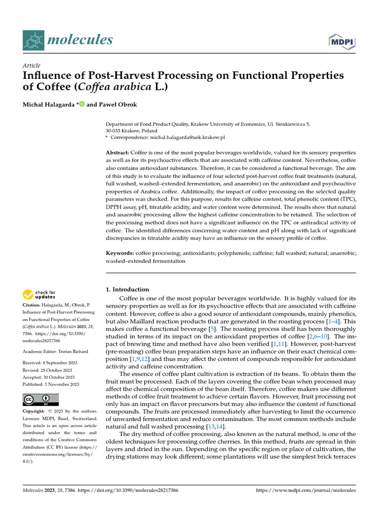 2023 Influence of Post-Harvest Processing On Functional Properties of ...