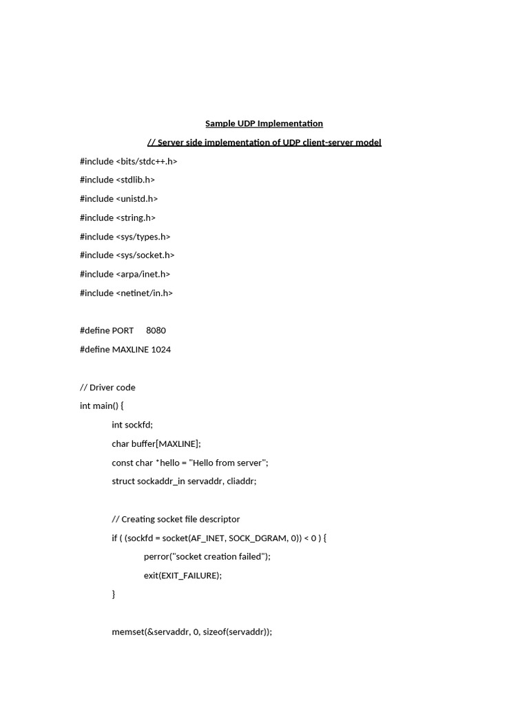 Sample udp implementation pdf computer networking internet