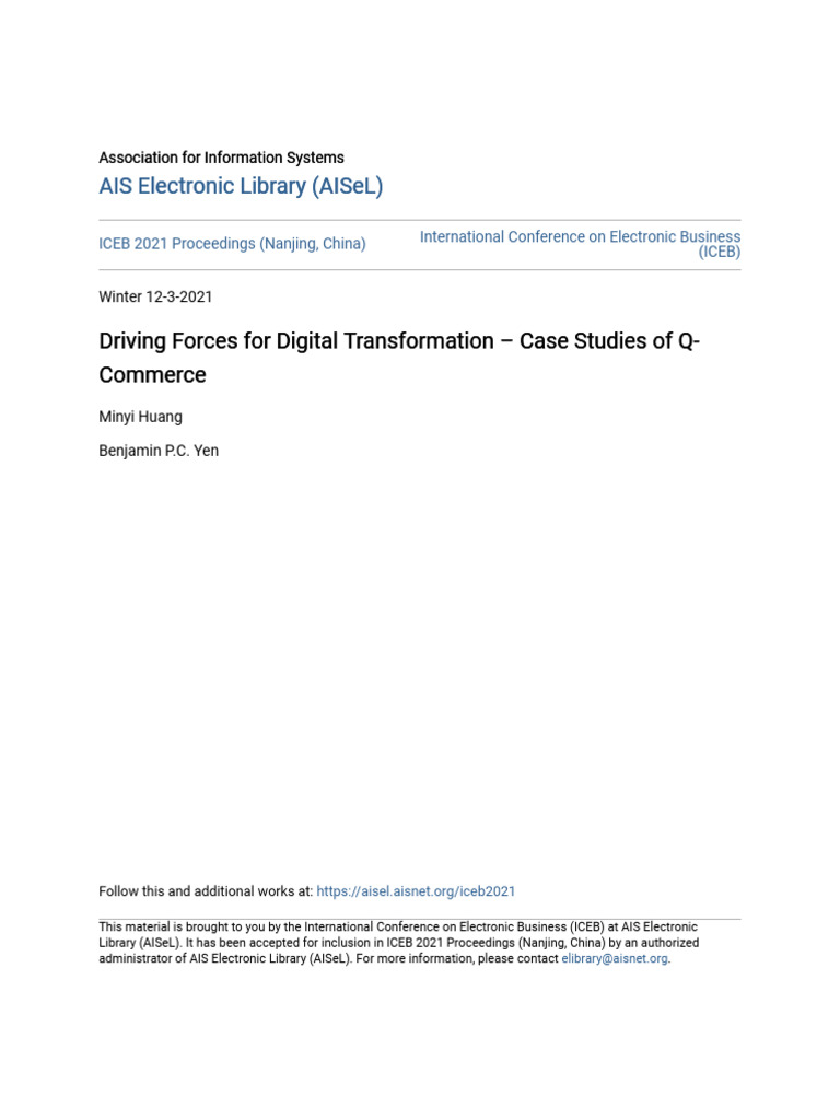 Driving Forces of Q-Commerce Transformation | PDF | E Commerce | Online ...