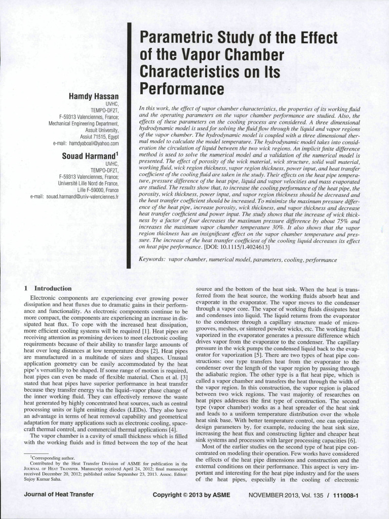 Parametric Study of The Effect of The Va | PDF | Heat Transfer | Heat